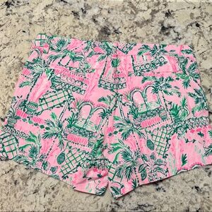 Lilly Pulitzer Mandevilla Pink and Green Patterned Cargo Shorts